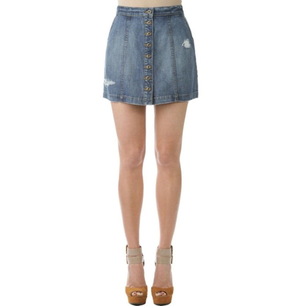 Sneak Peek Button Down Denim Skirt